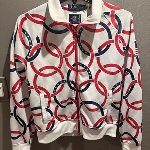 Women's Polo Ralph Lauren Team USA White Rings Olympic Track Jacket Size Medium